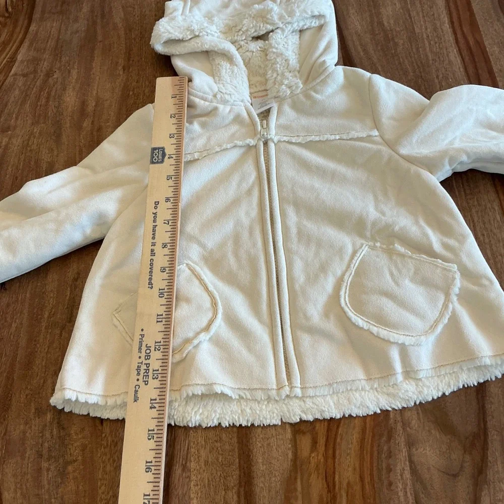 Gymboree Little Girls Faux Fur Trim Hooded Soft Jacket Cream Size‎ 4t